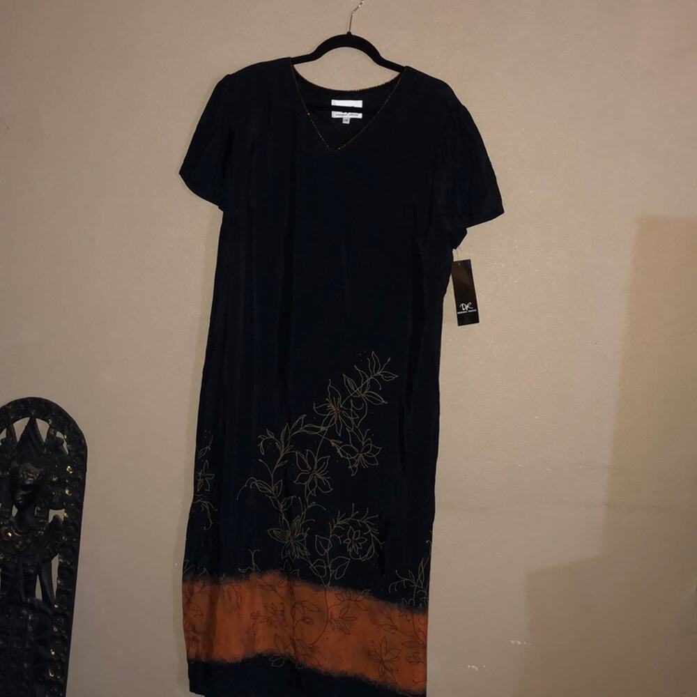 Donna Ricco Professional Maxi Black & Orange Maxi Dress 16